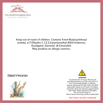Driftwood 50g Snap Bar - safety label, ingredients and warnings