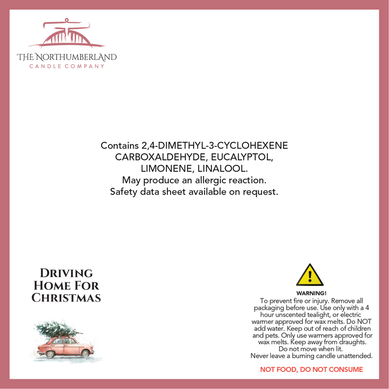Driving Home For Christmas 50g Snap Bar - safety label, ingredients and warnings