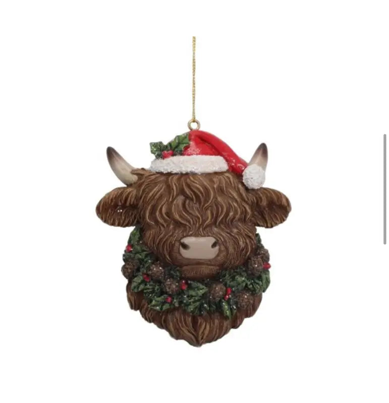 Highland Cow Christmas Tree Decoration, Assorted Designs, 1 PIECE