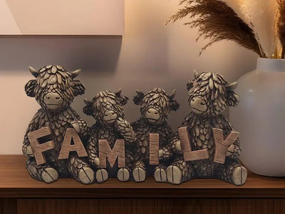 Highland Cow Family Figurine 23cm x 8cm x 12cm