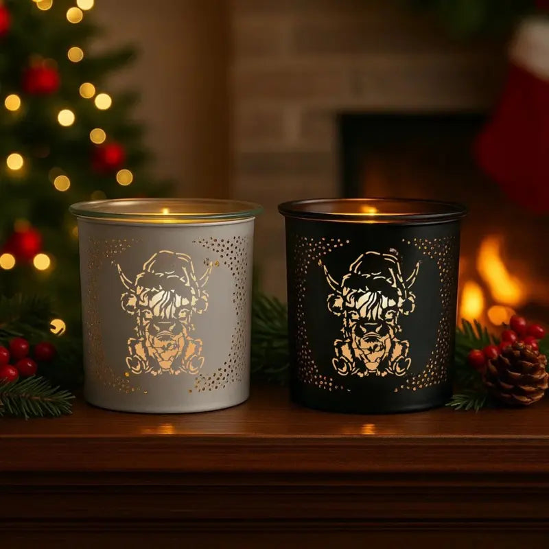 £10 HIGHLAND COW Mystery Christmas Bundle - Includes HIGHLAND COW  Tealight Burner, HIGHLAND COW  Wax Melt Tin, and 1 Wax Melt Snap Bar in Festive Scents