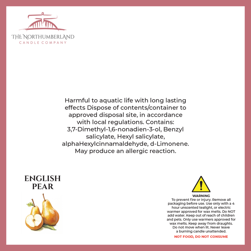 English Pear 50g Snap Bar - safety label, ingredients and warnings