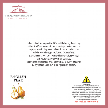 English Pear 50g Snap Bar - safety label, ingredients and warnings