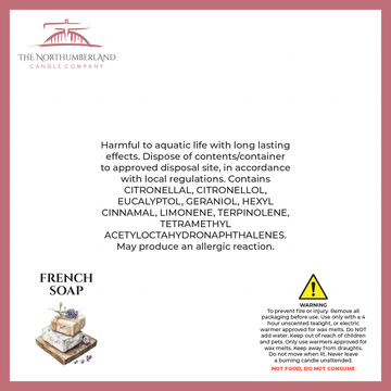 French Soap 50g Snap Bar - safety label, ingredients and warnings