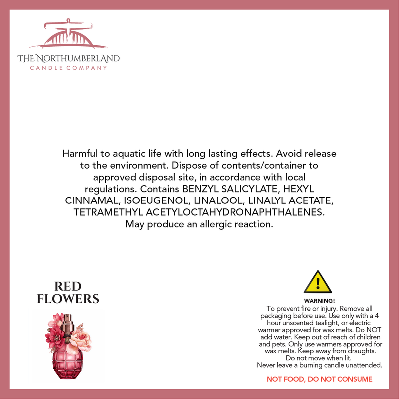 Red Flowers Inspired by Flowerbomb 50g Snap Bar - safety label, ingredients and warnings
