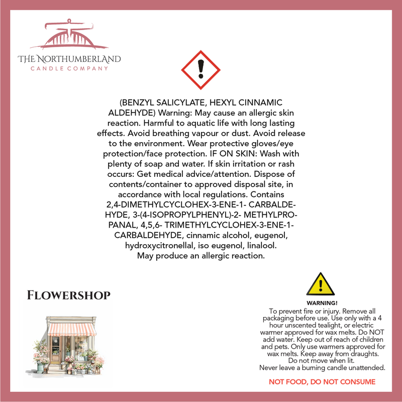 Flowershop 50g Snap Bar - safety label, ingredients and warnings
