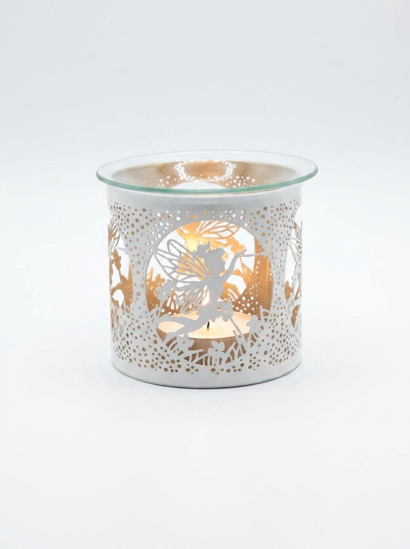 Flying Fairy White  Metal Tealight Burner