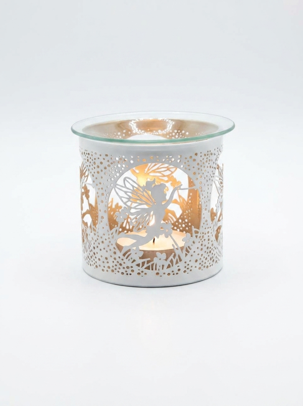 Flying Fairy White  Metal Tealight Burner