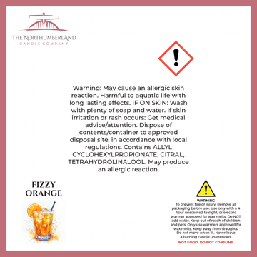 Fizzy Orange 50g Snap Bar - safety label, ingredients and warnings