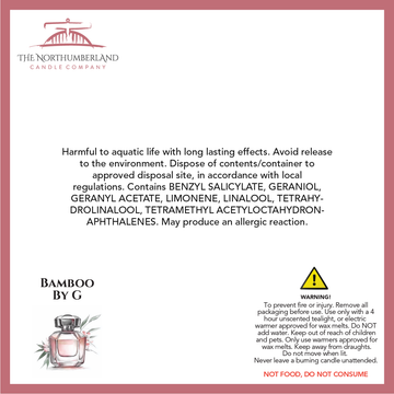 Bamboo By G 50g Snap Bar - safety label, ingredients and warnings
