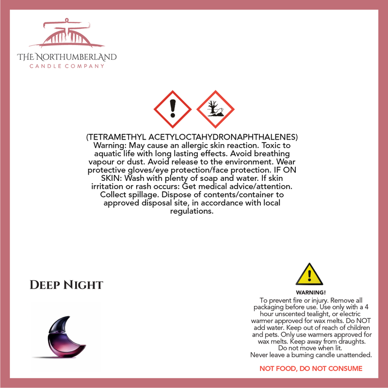 Deep Night 50g Snap Bar - safety label, ingredients and warnings