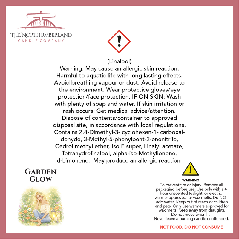 Garden Glow 50g Snap Bar - safety label, ingredients and warnings