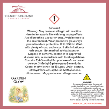 Garden Glow 50g Snap Bar - safety label, ingredients and warnings