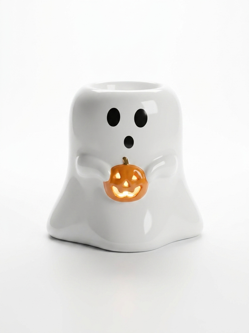 Ghost Tealight Burner with Pumpkin