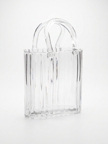Large Glass Handbag Vase & Wax Melt Pouch Bundle 18cm x 10cm x 27cm