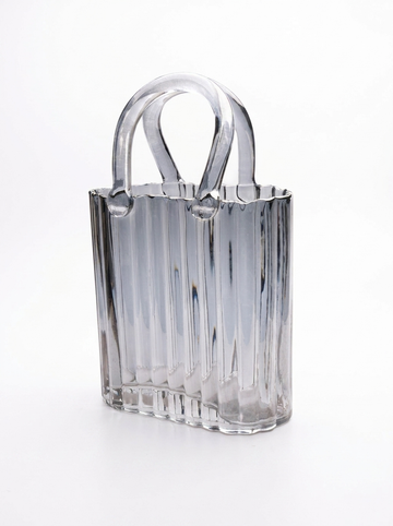 Large Glass Handbag Vase & Wax Melt Pouch Bundle 18cm x 10cm x 27cm