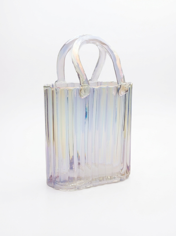 Large Glass Handbag Vase & Wax Melt Pouch Bundle 18cm x 10cm x 27cm