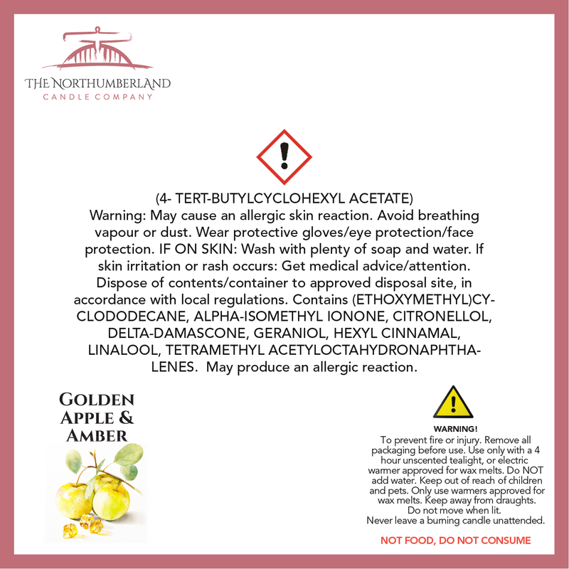 Golden Apple & Amber 50g Snap Bar - safety label, ingredients and warnings