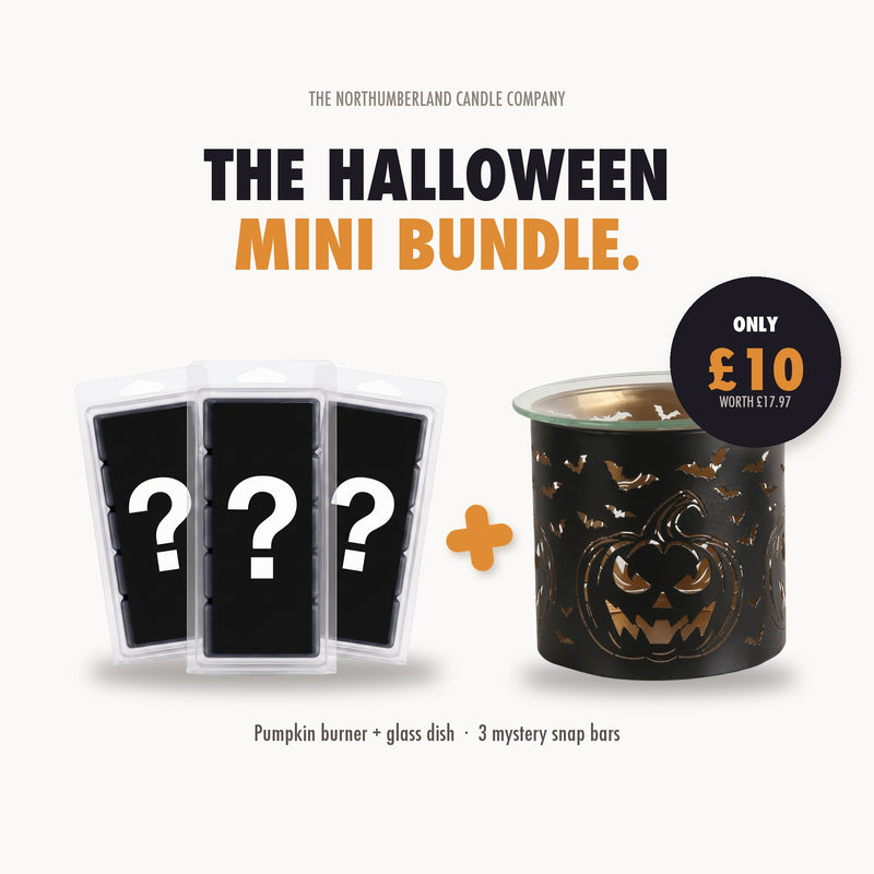 Halloween Mini Bundle - pumpkin burner with glass dish plus 3 mystery snap bars, only £10
