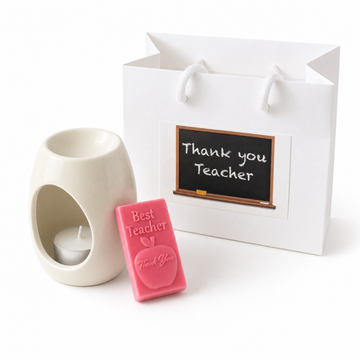 Thank You Teacher Gift Set: ceramic tealight burner, Best Teacher wax melt and gift bag
