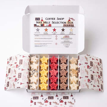 Coffee Shop Wax Melt Selection Box with five star melt scents