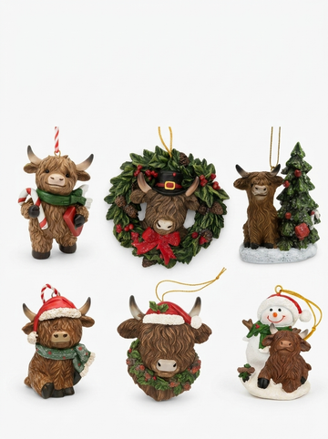 Highland Cow Christmas Tree Decoration, Assorted Designs, 1 PIECE