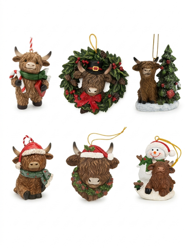 Highland Cow Christmas Tree Decoration, Assorted Designs, 1 PIECE