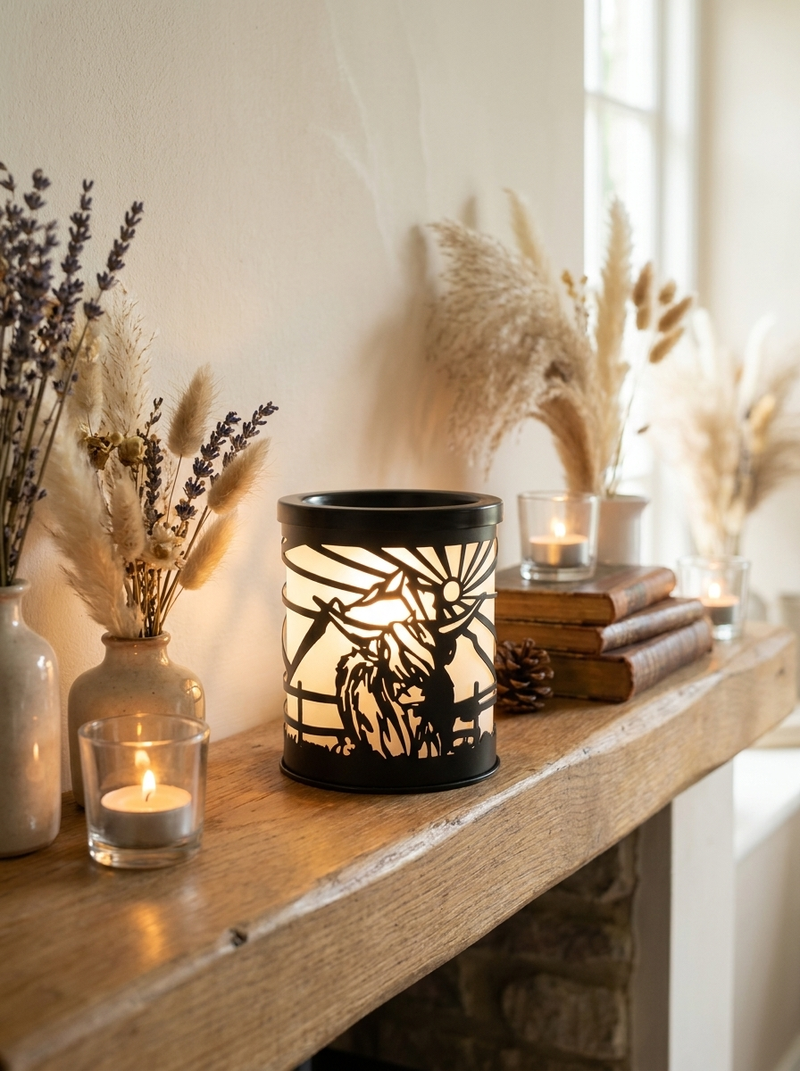 Highland Cow Electric Wax Melt Burner with Metal Cut-out Design for Aroma Diffusion and Cozy Ambiance 11cm x 11cm x 13cm
