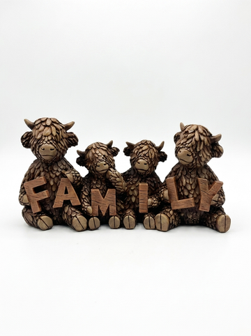 Highland Cow Family Figurine 23cm x 8cm x 12cm