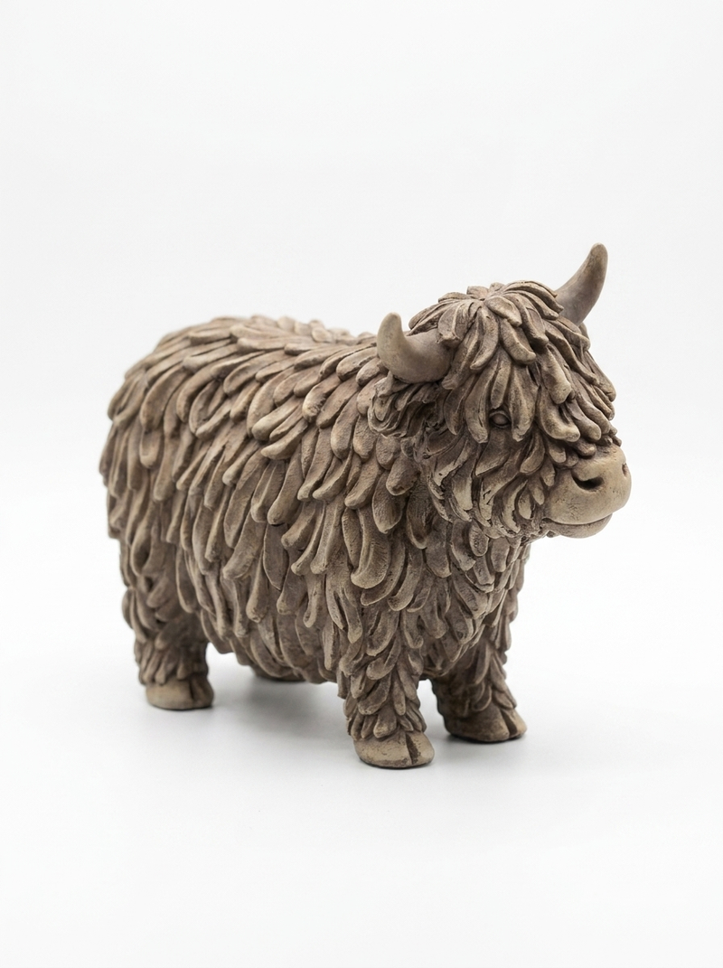 Highland Cow Figurine Home Decor  Polyresin Hand-Finished Unique Charm Vintage Style