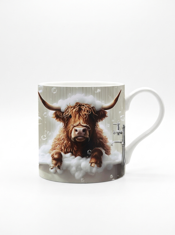 Highland Cow In Bat Tub Mug, Tea Cup, Coffee Mug
