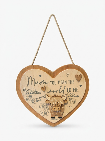Highland Cow Mothers Day Heart Shaped Plaque with &