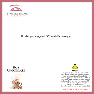 Hot Chocolate 50g Snap Bar - safety label, ingredients and warnings