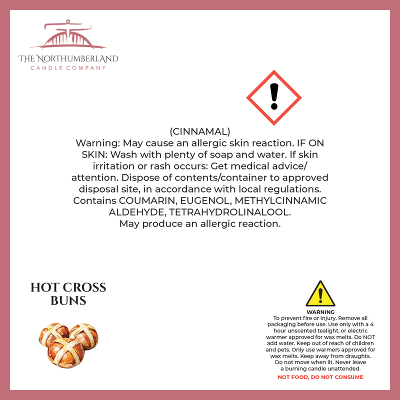 Hot Cross Bun 50g Snap Bar - safety label, ingredients and warnings