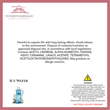 Icy Water 50g Snap Bar - safety label, ingredients and warnings