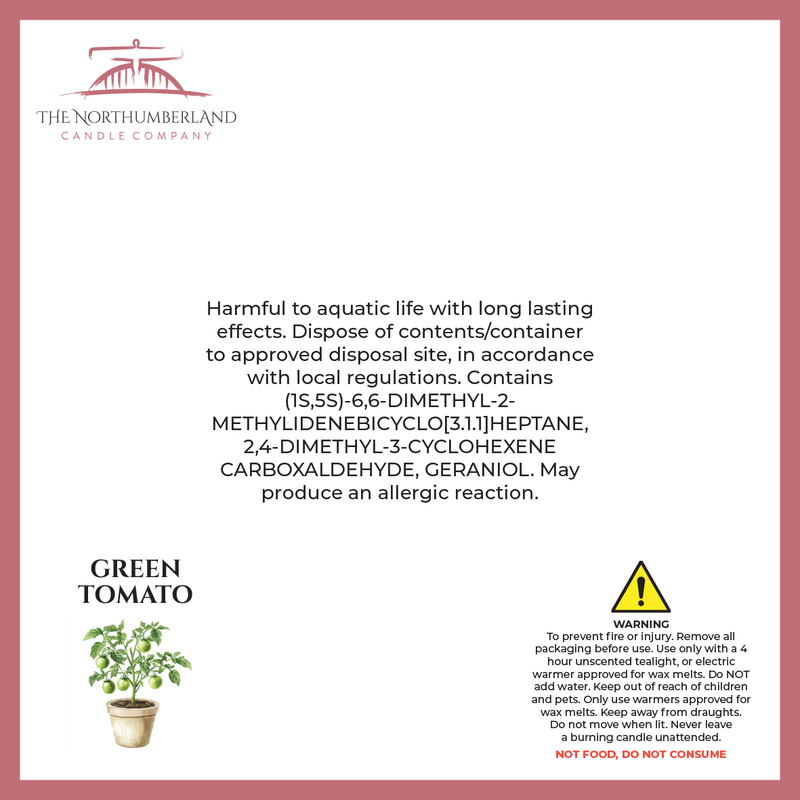 Green Tomato 50g Snap Bar - safety label, ingredients and warnings
