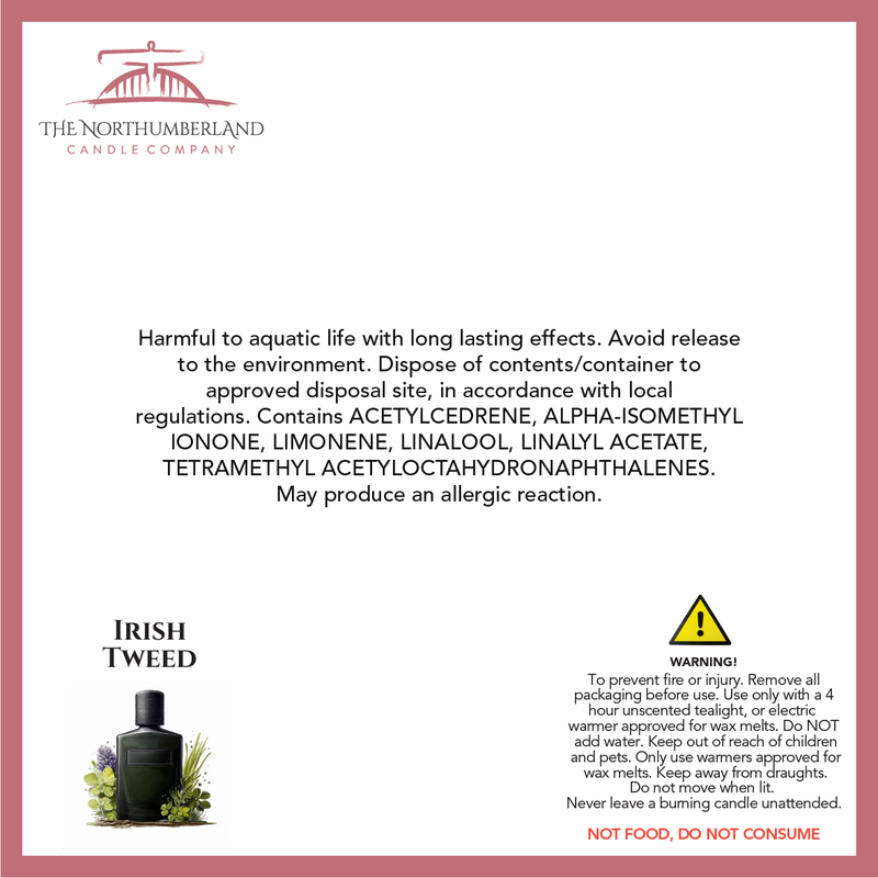 Irish Tweed 50g Snap Bar - safety label, ingredients and warnings