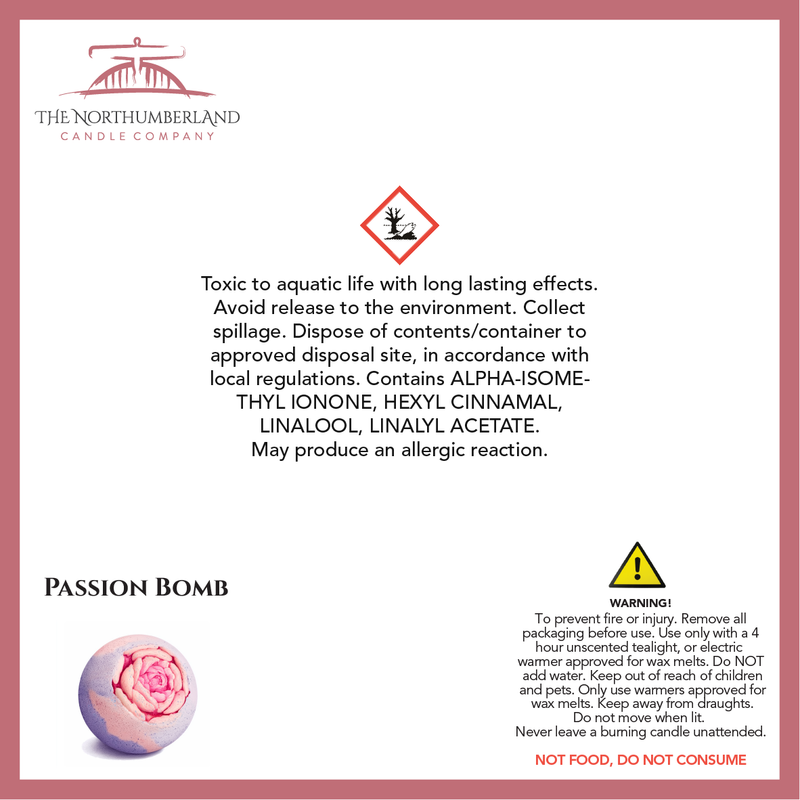 Passion Bomb 50g Snap Bar - safety label, ingredients and warnings