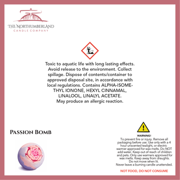 Passion Bomb 50g Snap Bar - safety label, ingredients and warnings
