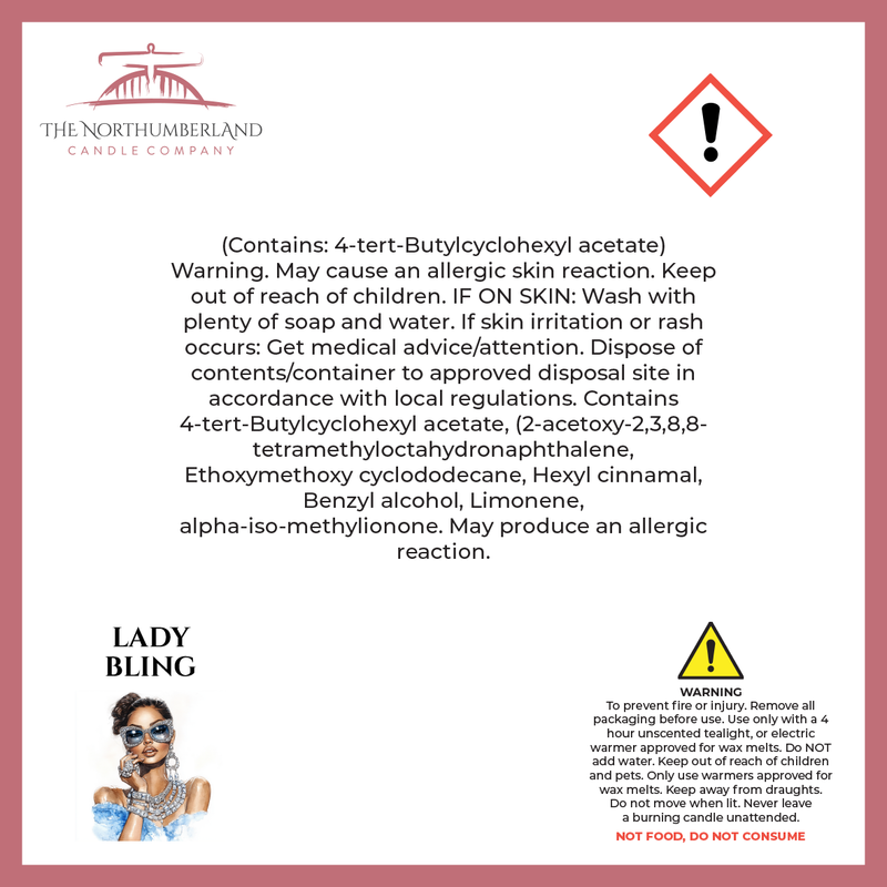Lady Bling 50g Snap Bar - safety label, ingredients and warnings