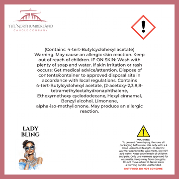 Lady Bling 50g Snap Bar - safety label, ingredients and warnings