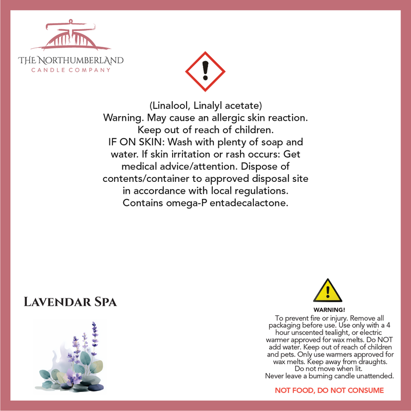 Lavender Spa 50g Snap Bar - safety label, ingredients and warnings