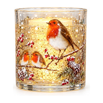 Light Up LED Candle robins lit