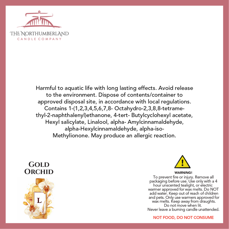 Gold Orchid 50g Snap Bar - safety label, ingredients and warnings