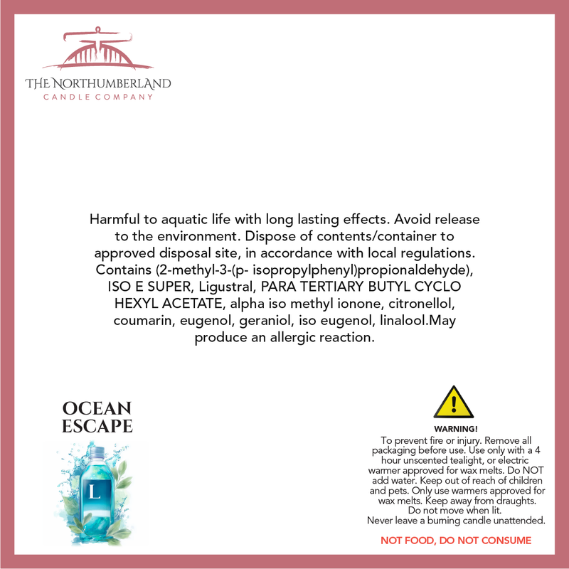 Ocean Escape 50g Snap Bar - safety label, ingredients and warnings