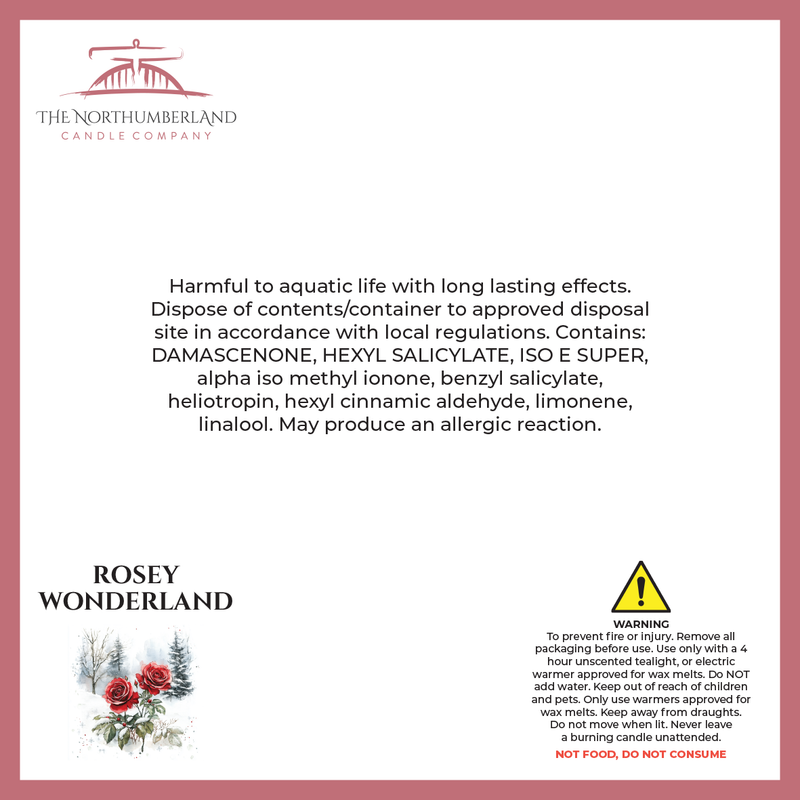 Rosey Wonderland 50g Snap Bar - safety label, ingredients and warnings