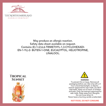 Tropical Sunset 50g Snap Bar - safety label, ingredients and warnings