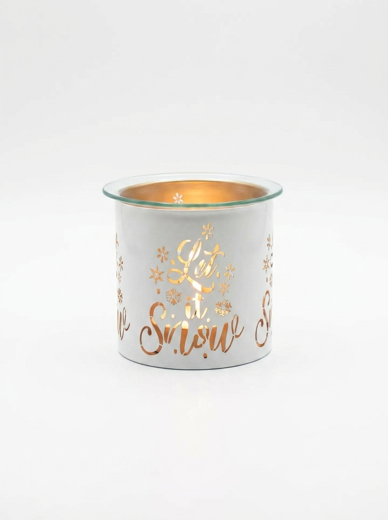 Let It Snow White  Metal Tealight Burner