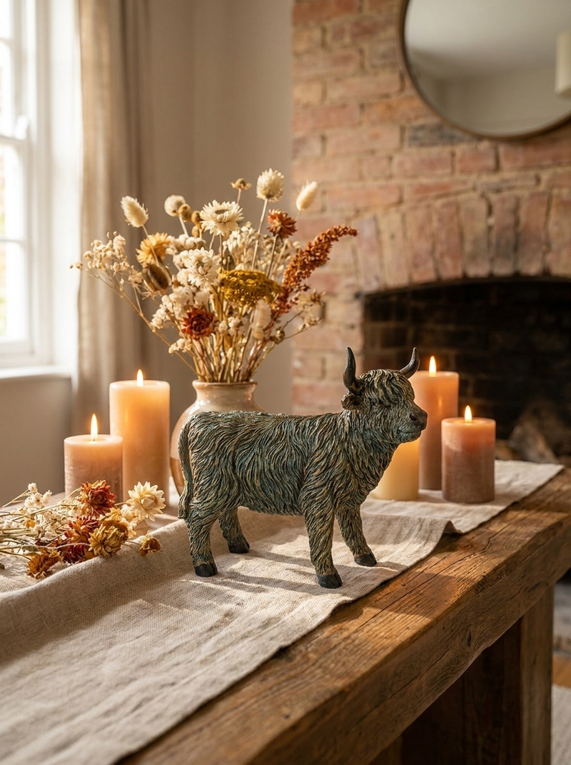 Medium Size Highland Cow Resin Figurine