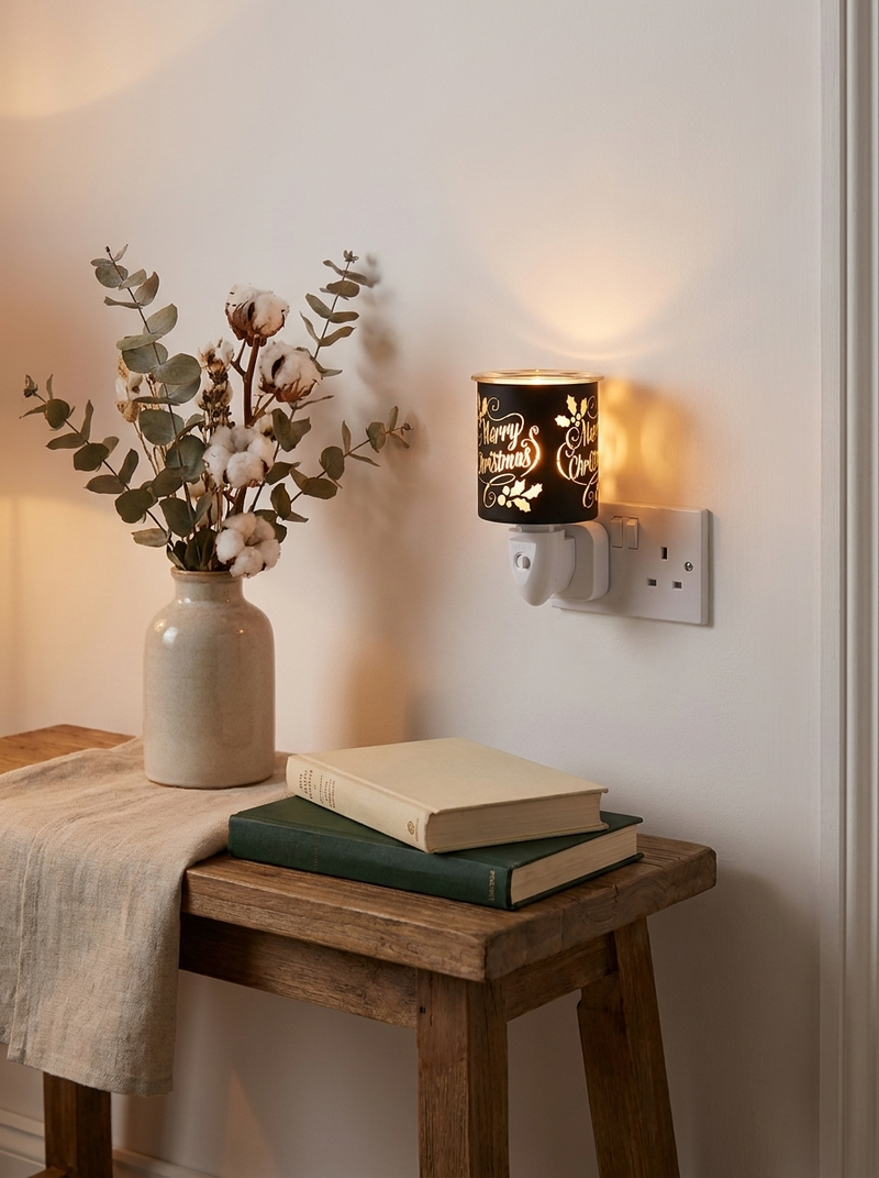 Merry Christmas Black Plug In Wax Melter
